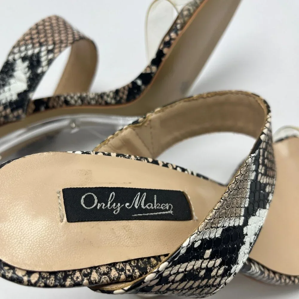 Onlymaker Women's High Heel Mules Slide Snake Point toe